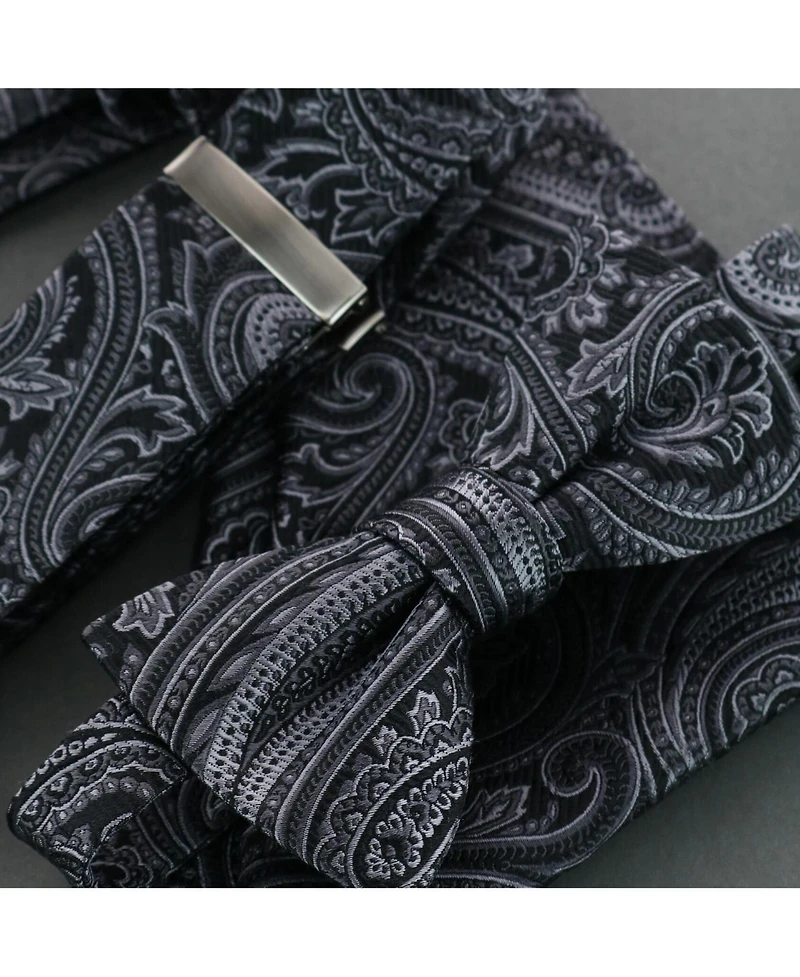 Trafalgar Men's Sobee Paisley Brace Bow Tie & Pocket Square Set