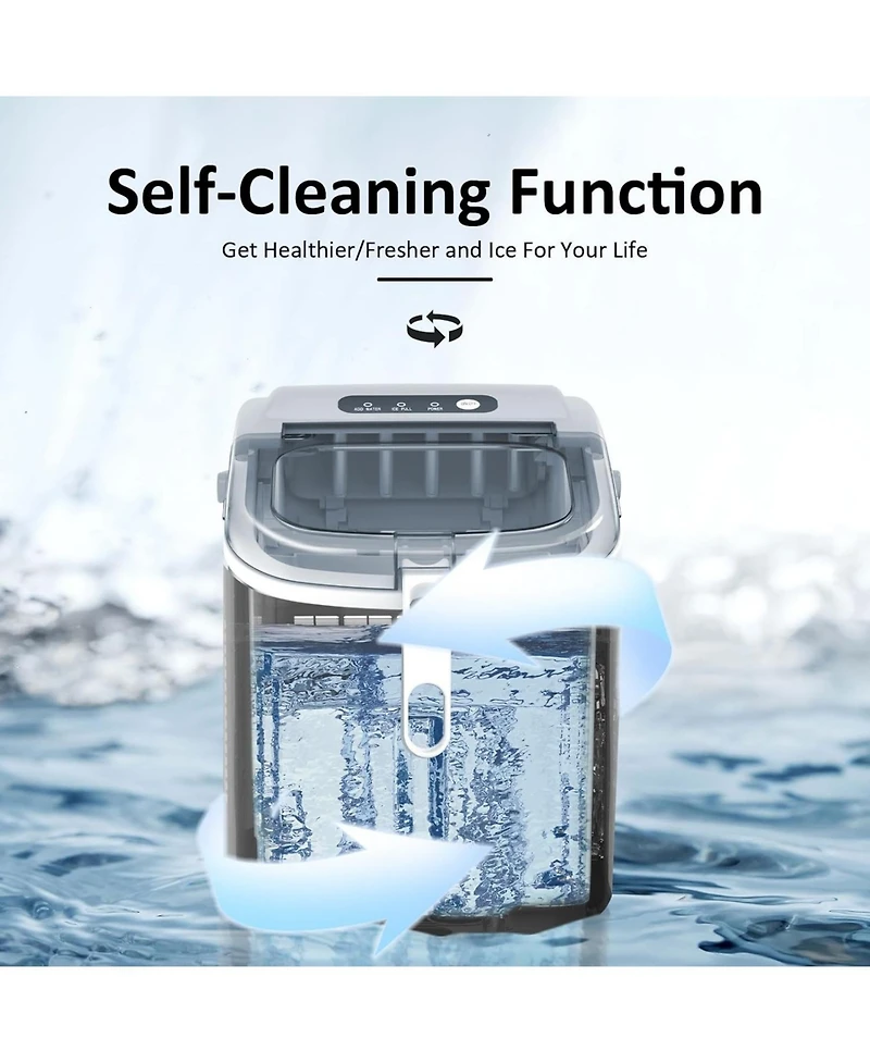 Zafro Portable Countertop Ice Maker Machine with Self-Cleaning, 9 Cubes Ready 6 Minutes, 26lbs/24H Production, Includes Scoop and Baske