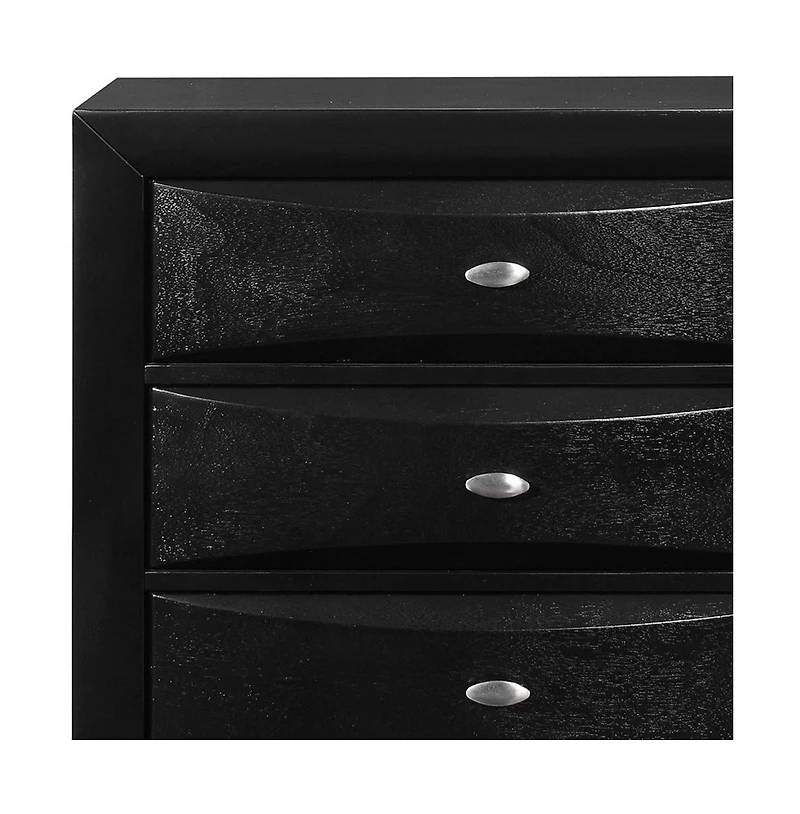 Solid Wood Five-Drawer Dresser with Mirrored Accents for Bedroom Storage
