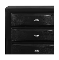 Solid Wood Five-Drawer Dresser with Mirrored Accents for Bedroom Storage