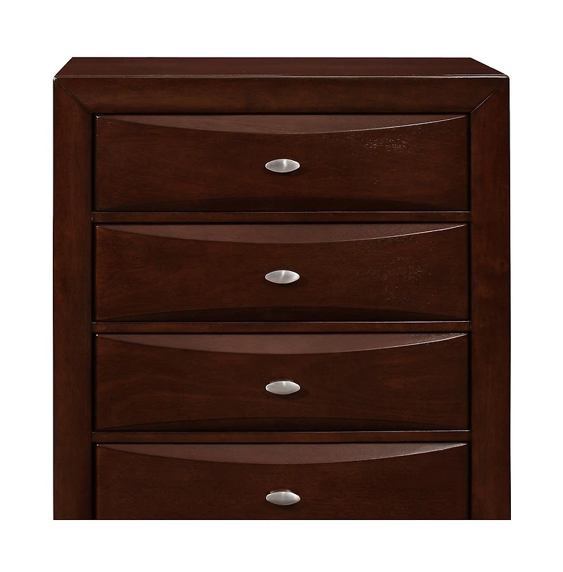 Solid Wood Five-Drawer Dresser with Mirrored Accents for Bedroom Storage