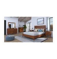 Mid-Century Modern Wood Nightstand with 2 Drawers for Bedroom Storage