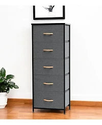 Lightweight Steel and Fabric Chest with Five Drawers for Small Spaces