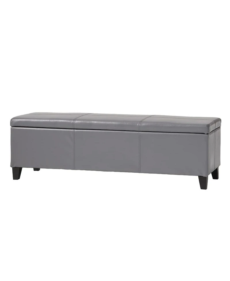 Faux Leather Storage Ottoman Bench with Lift-Top, Padded Seat, and Wooden Legs for Living Room, Bedroom, or Entryway-The Pop Home