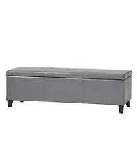 Faux Leather Storage Ottoman Bench with Lift-Top, Padded Seat, and Wooden Legs for Living Room, Bedroom, or Entryway-The Pop Home