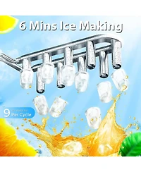 Zafro Countertop Ice Maker, Portable Ice Machine with Self-Cleaning, 26.5 lbs/24H, Fast 9 Bullet Ice Cubes in 6 Mins, Compact Ice Maker with Basket &