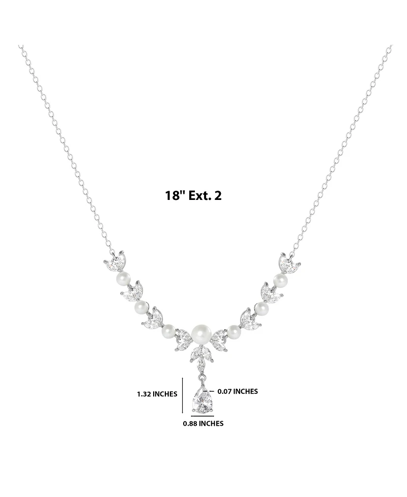 Jessica Simpson Pearl & Crystal Drop Necklace