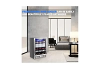 Zafro 24 Inch Wine Refrigerator, 5.1 Cu Ft Freestanding or Built-in Wine Fridge, Under Counter Stainless Steel Beverage Cooler with Glass Door