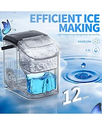 Zafro Countertop Nugget Ice Maker, Portable Pebble Machine, 34 lbs/24H, Soft Chewable Ice, Self-Cleaning, One-Touch Operation, Includes Scoop
