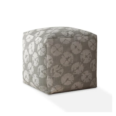 Canvas Floral Pouf Ottoman for Living Room and Bedroom Seating