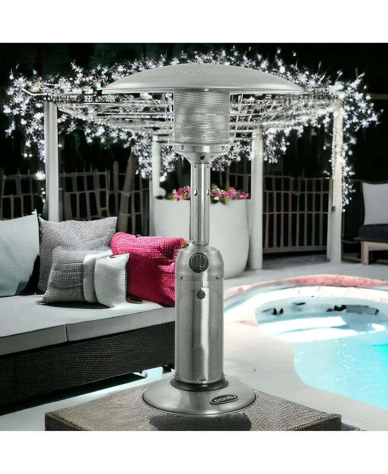 11000 Btu Silver Steel Propane Cylindrical Pole Tabletop Patio Heater