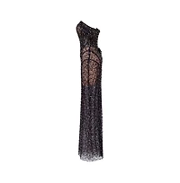 Milla Women's Striking black sequined fitted maxi dress