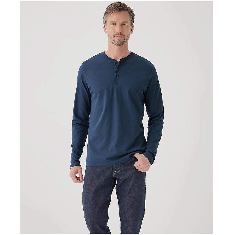 Pact Men's Organic Cotton Softspun Long Sleeve Henley