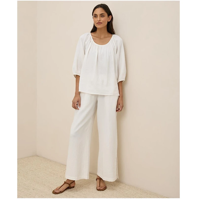 Pact Women's Organic Cotton Coastal Double Gauze Split Hem Pant