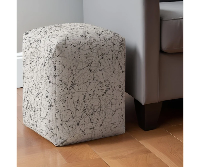 Soft Cotton Pouf Ottoman with Abstract Pattern