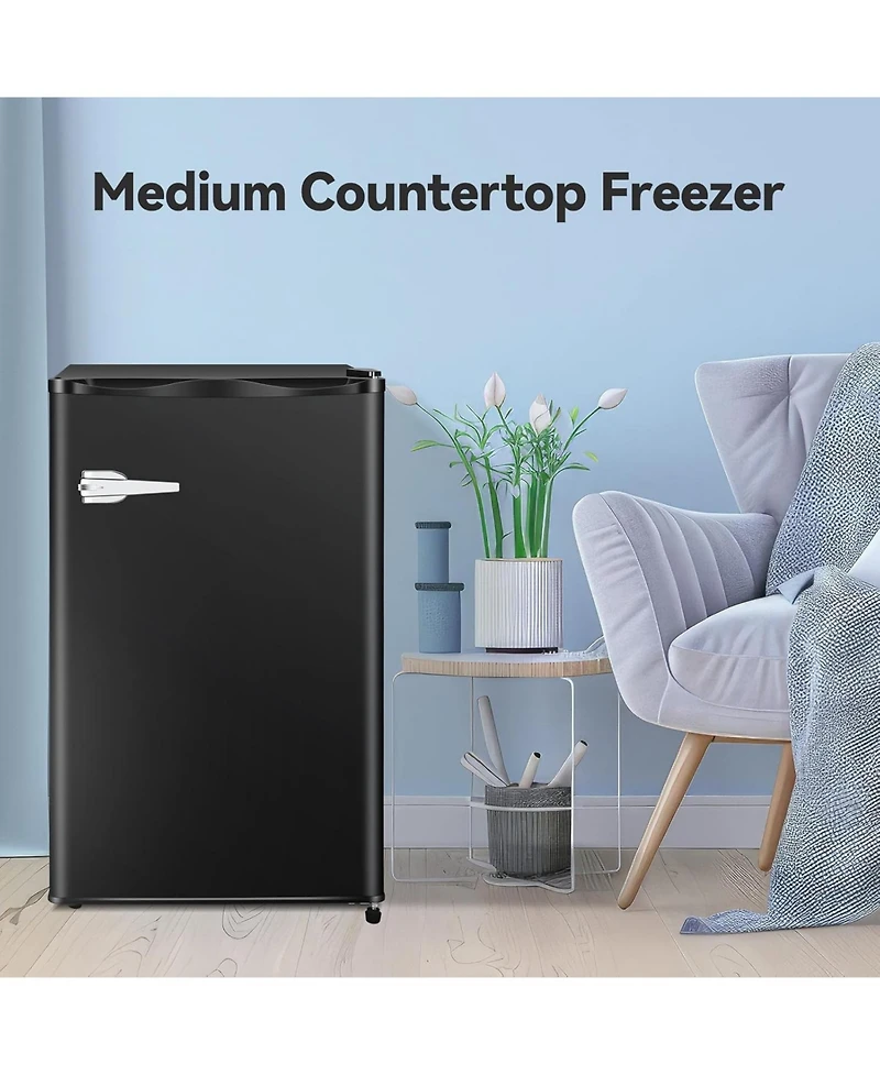 Zafro Compact Upright Freezer, 2.3 Cu Ft with Handle, Removable Shelves, Adjustable Thermostat, Low Noise Design for Bedroom, Apartment or Office