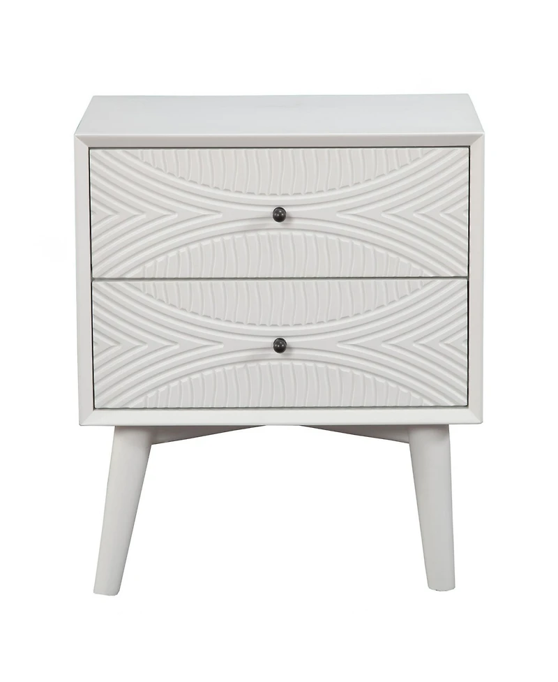 Modern Groovy 1-Drawer Wood Nightstand for Small Spaces