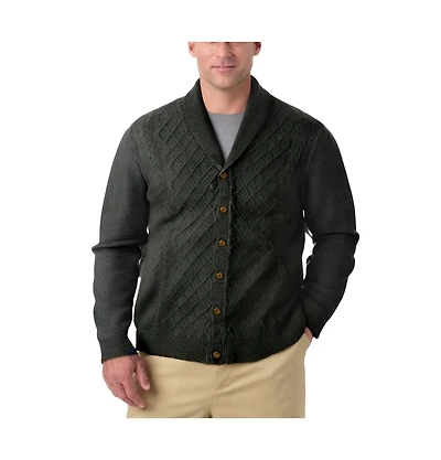 KingSize Big & Tall Soft Cable Knit Shawl Collar Cardigan