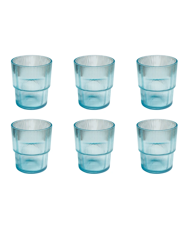 Abode Homewares Fine Ribbed Double Old Fashioned Glasses, Set of 6