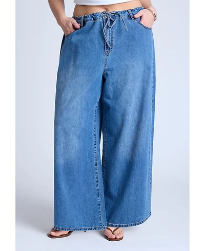 Eloquii Women's Loose Drawstring Waist Jean