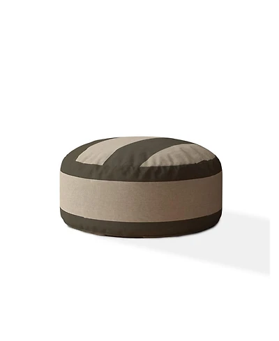 Soft Cotton Round Striped Pouf Ottoman for Footrest and Extra Seating
