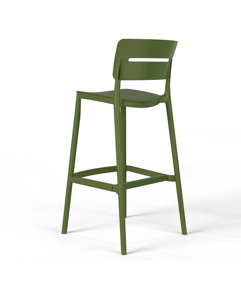 Stackable Polypropylene Resin Plastic Outdoor Patio Bar Stools (Set of 2)