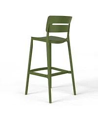 Stackable Polypropylene Resin Plastic Outdoor Patio Bar Stools (Set of 2)