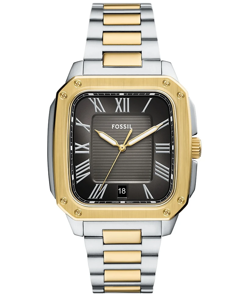 Fossil Men's Crosby Three-Hand Date Two-Tone Stainless-Steel Watch, 42mm