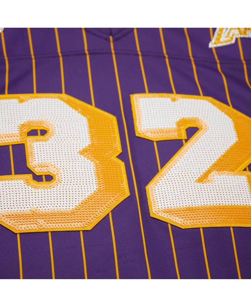 Mitchell & Ness x Dannijo Women's Magic Johnson Purple Los Angeles Lakers Cropped Football Fashion Jersey