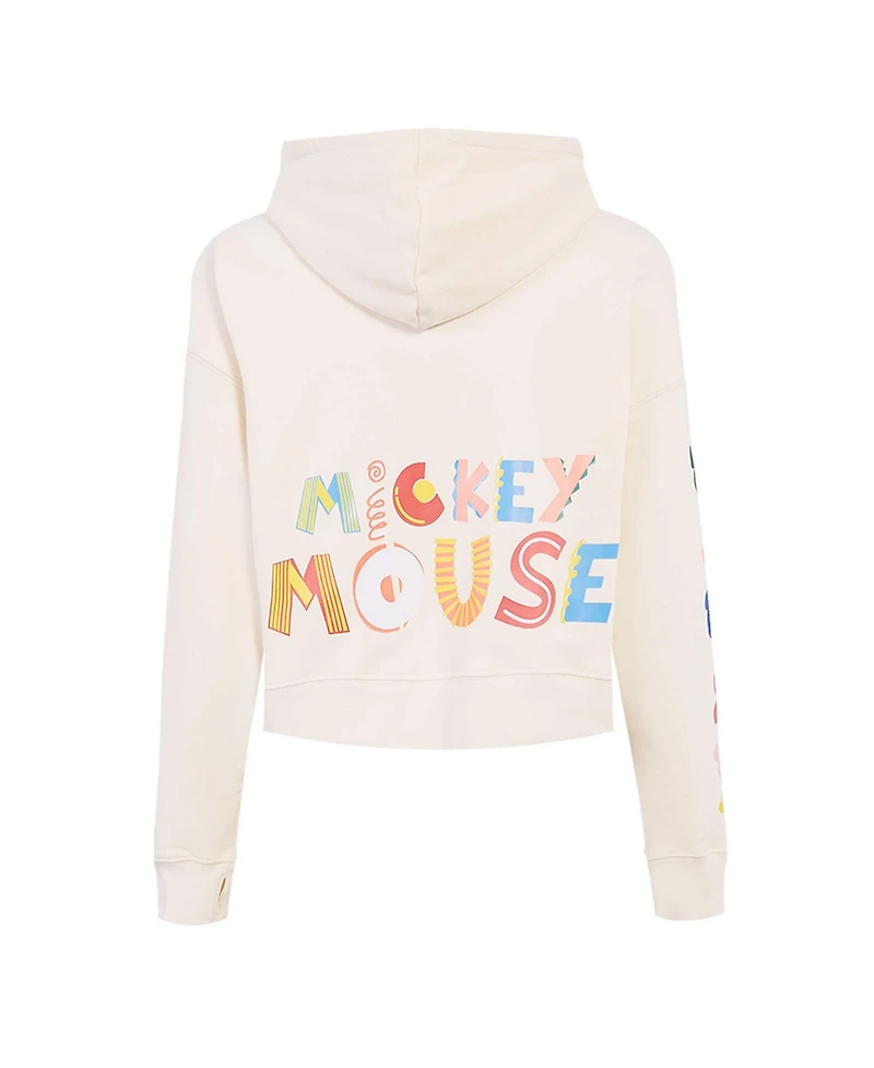 Freeze Max Women's Cream Mickey Mouse Hellow Mellow Cropped Pullover Hoodie
