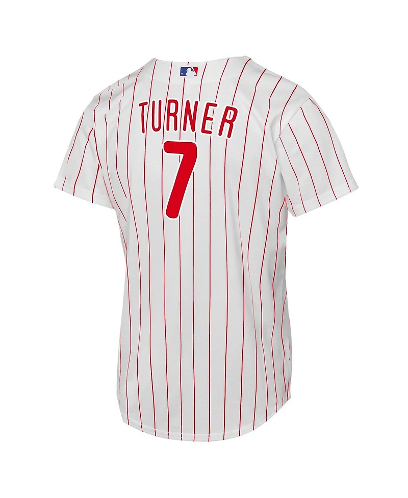 Nike Big Boys and Girls White Trea Turner Philadelphia Phillies Home Replica Player Jersey