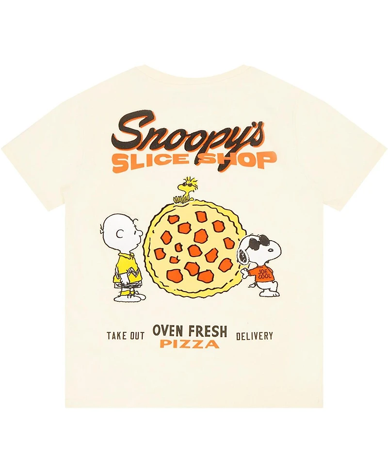 Freeze Max Big Boys and Girls Cream Peanuts Snoopy's Slice Shop T-Shirt