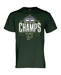 Blue 84 Men's and Women's Green South Florida Bulls 2025 Aac Women's Basketball Conference Tournament Champions T-Shirt