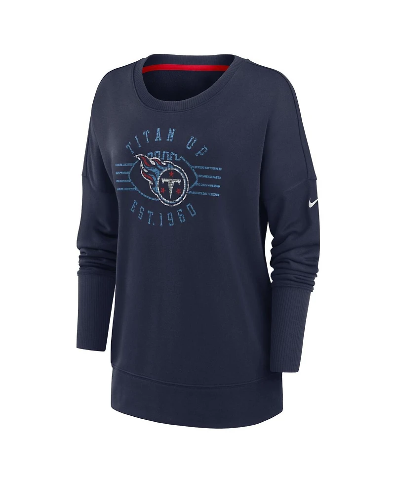 Nike Women's Navy Tennessee Titans Rewind Playback Icon Performance Pullover Sweatshirt