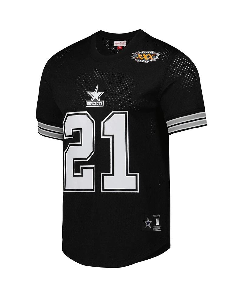 Mitchell & Ness Men's Deion Sanders Black Dallas Cowboys Retired Player Name Number Mesh Top