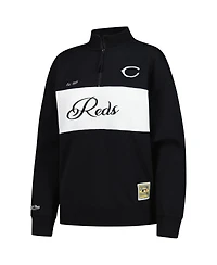 Mitchell & Ness Women's Black Cincinnati Reds Quarter-Zip Pullover Top
