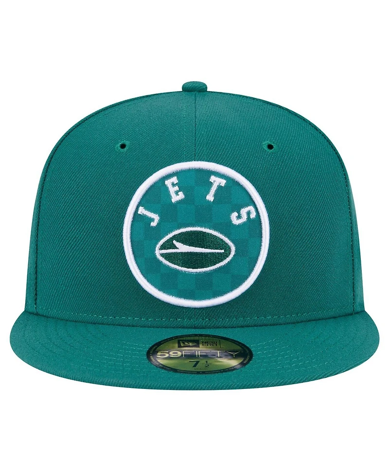 New Era Men's Green York Jets Checkered 59FIFTY Fitted Hat