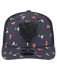 New Era Men's Navy/Black Chicago Bears Adventure Drinks Pattern 9SEVENTY Stretch-Snap Hat