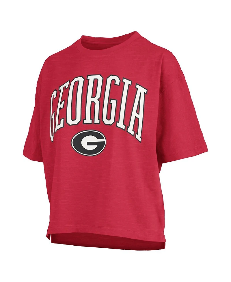 Pressbox Women's Georgia Bulldogs Nelson Arch Over Logo Waist Length Oversized Slub T-Shirt