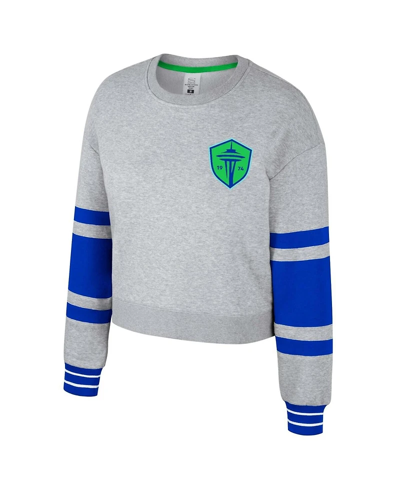 Stadium Essentials Women's Heather Gray Seattle Sounders Fc Scrimmage Cropped Pullover Sweatshirt