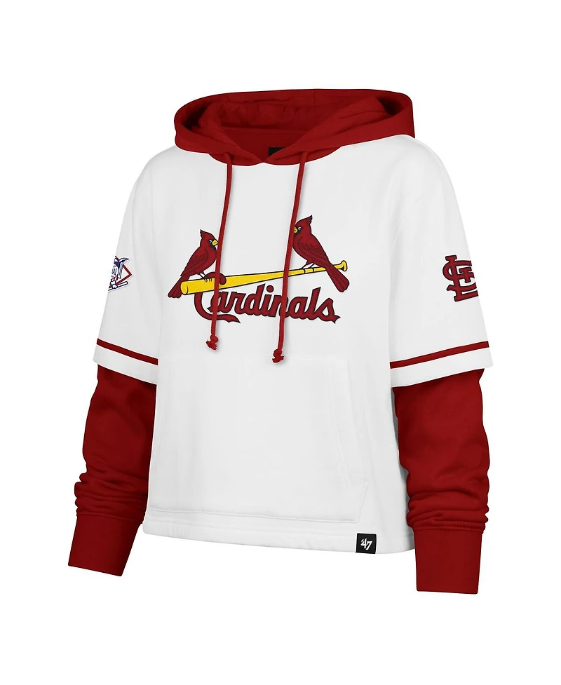 '47 Brand Women's White St. Louis Cardinals Trifecta Shortstop Cropped Pullover Hoodie