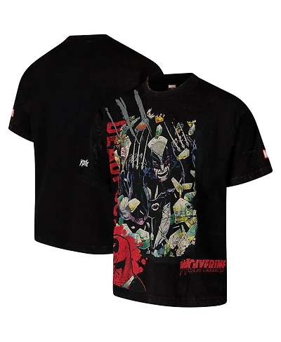Virtual Thread Men's Black Wolverine Dekryptic Deadpool Oversized Fit and Heavy Wash T-Shirt