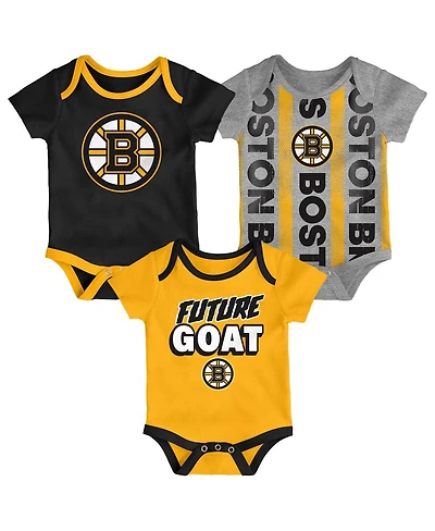 Outerstuff Newborn Boston Bruins Loyal Buddies Bodysuit 3-Pack