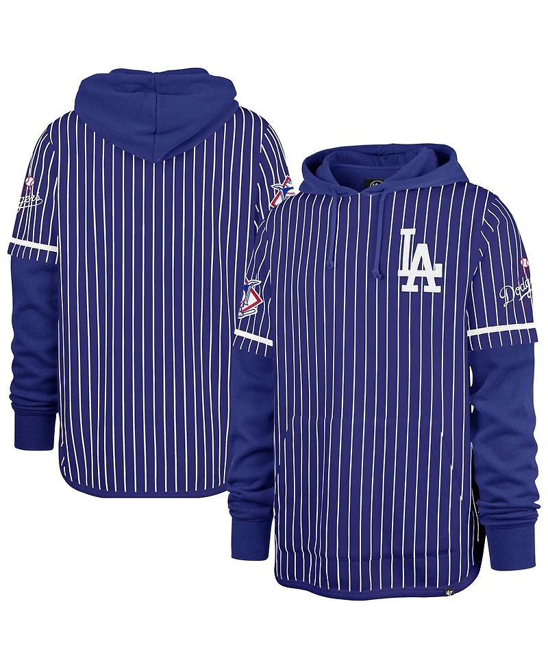 '47 Brand Men's Royal Los Angeles Dodgers Pinstripe Double Header Pullover Hoodie