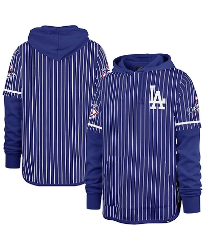 '47 Brand Men's Royal Los Angeles Dodgers Pinstripe Double Header Pullover Hoodie