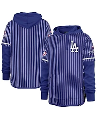 '47 Brand Men's Royal Los Angeles Dodgers Pinstripe Double Header Pullover Hoodie