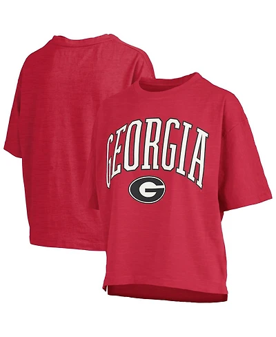 Pressbox Women's Georgia Bulldogs Nelson Arch Over Logo Waist Length Oversized Slub T-Shirt
