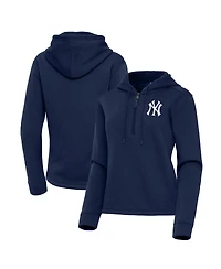 Antigua Women's Navy New York Yankees Contemporary Quarter-Zip Hoodie