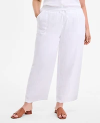 Style & Co Plus Cotton Gauze Drawstring Mid-Rise Wide-Leg Pants, Exclusively at Macy's