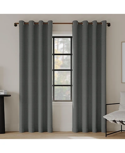 Sarasi Contrast Tweed Magnetic Closure 100% Blackout Grommet Curtain Panel